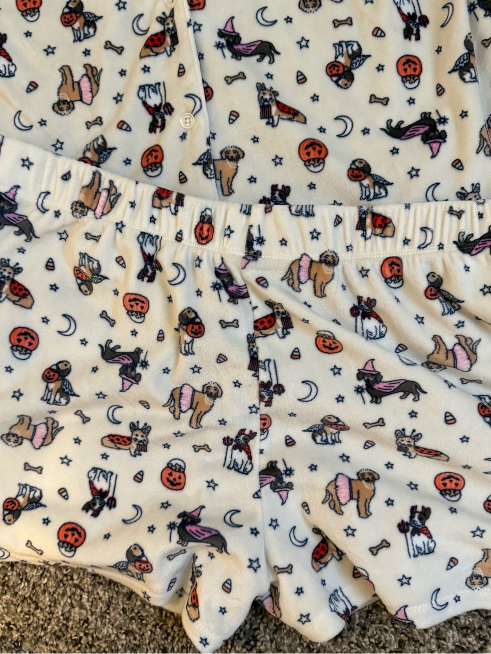 aden + anais White Halloween Puppy & Pumpkin Short Pajama Set - Picture 3 of 6
